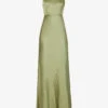 Cowl-back Sleeveless Satin Maxi Dress -Closet By She R04189829 MOSSGREEN M