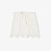 CLAUDIE PIERLOT Scalloped-trim Belted-waist Linen-blend Shorts