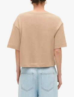 CLAUDIE PIERLOT Logo-print Cropped Cotton T-shirt -Closet By She R04189960 NATURELS ALT03