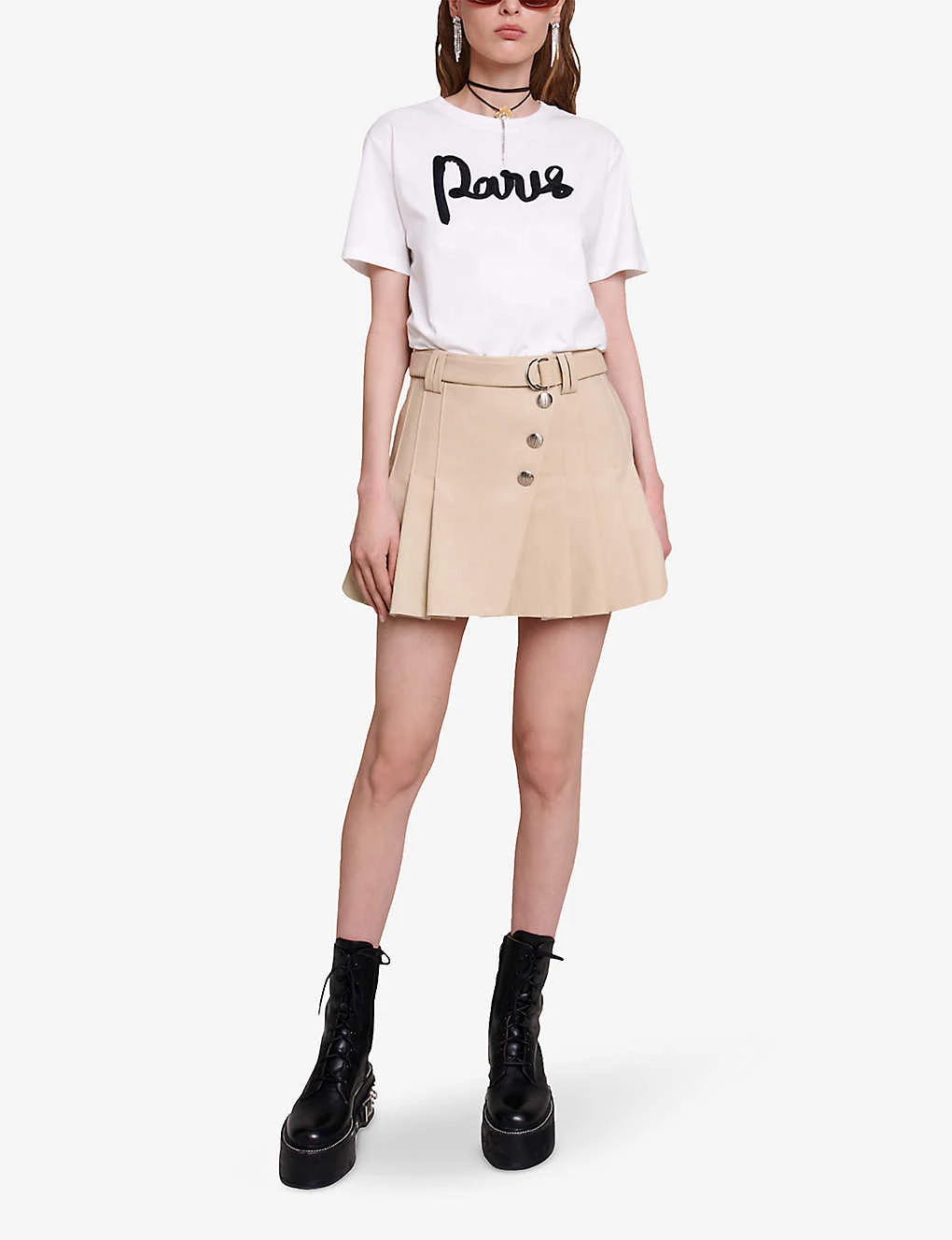 Maje Tamina 'Paris' Chiffon-lettering Cotton T-shirt 4 Maje Tamina 'Paris' Chiffon-lettering Cotton T-shirt - Image 2