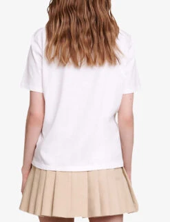 Maje Tamina 'Paris' Chiffon-lettering Cotton T-shirt 10 Maje Tamina 'Paris' Chiffon-lettering Cotton T-shirt -Closet By She R04190012 BLANC ALT03