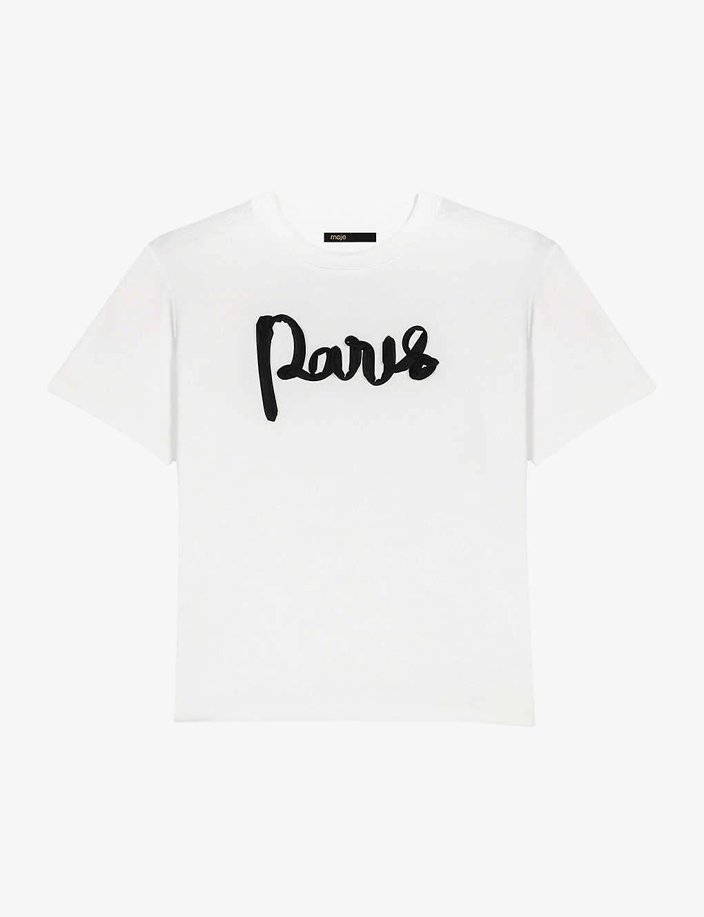 Maje Tamina 'Paris' Chiffon-lettering Cotton T-shirt 3 Maje Tamina 'Paris' Chiffon-lettering Cotton T-shirt