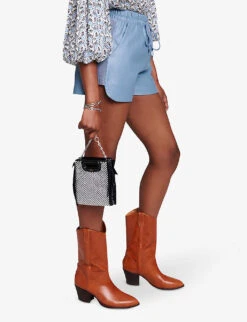 Maje Issma High-rise Faux-leather Shorts -Closet By She R04190040 BLEUS ALT02