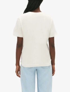 CLAUDIE PIERLOT Teecha Embroidered-logo Short-sleeve Cotton T-shirt -Closet By She R04190164 NATURELS ALT03
