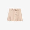 Maje Jumita Button-embellished Pleated Cotton Mini Skirt 2 Maje Jumita Button-embellished Pleated Cotton Mini Skirt -Closet By She R04190270 NATURELS M