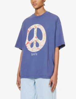 Levis Peace-sign Relaxed-fit Cotton-jersey T-shirt -Closet By She R04191379 FLORALPEACESIGNCR ALT02