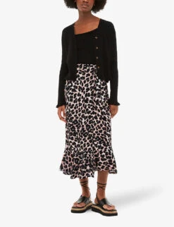 Whistles Leopard-print Tiered-hem Woven Wrap Midi Skirt -Closet By She R04191934 MULTICOLOURED ALT01