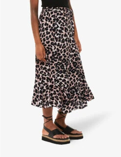 Whistles Leopard-print Tiered-hem Woven Wrap Midi Skirt -Closet By She R04191934 MULTICOLOURED ALT02