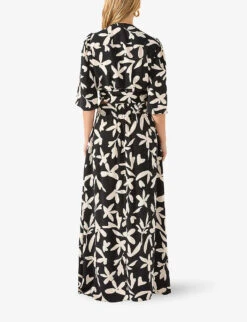 Leaf-print Maxi-length Woven Skirt -Closet By She R04191957 BLACK ALT03