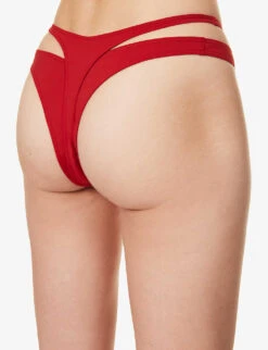 Mugler Layered Mid-rise Bikini Bottoms -Closet By She R04192677 DARKRED ALT03