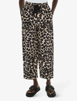 Whistles Leopard-print Elasticated-waist Cotton Trousers -Closet By She R04193424 MULTICOLOURED ALT03