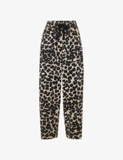 Whistles Leopard-print Elasticated-waist Cotton Trousers