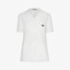Prada Logo-plaque Short-sleeved Cotton-gabardine Shirt -Closet By She R04193840 BIANCO M