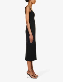 Ilona Square-neck Stretch-woven Midi Dress -Closet By She R04194783 BLACK ALT02