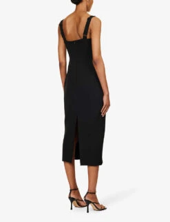 Ilona Square-neck Stretch-woven Midi Dress -Closet By She R04194783 BLACK ALT03