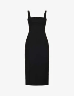 Ilona Square-neck Stretch-woven Midi Dress