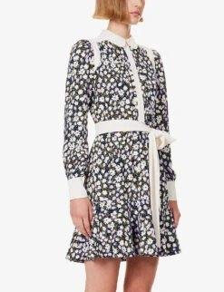 ME AND EM Floral-print Recycled Polyester-blend Mini Dress -Closet By She R04194874 BLACKLILACCREAMKH ALT02