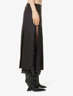 Brone Sequin-embellished Wool Midi Skirt -Closet By She R04195243 CHOCOLATEBLACK ALT02