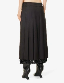 Brone Sequin-embellished Wool Midi Skirt -Closet By She R04195243 CHOCOLATEBLACK ALT03