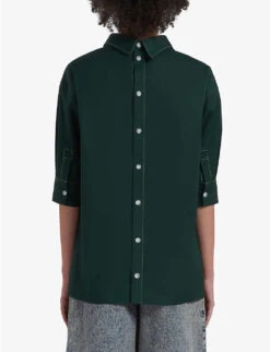 Marni Button-back Dropped-shoulder Cotton-poplin Shirt -Closet By She R04196465 SPHERICALGREEN ALT03