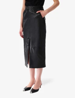 IRO Nadia High-rise Straight-cut Leather Midi Skirt -Closet By She R04196541 BLA01 ALT02