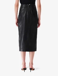 IRO Nadia High-rise Straight-cut Leather Midi Skirt -Closet By She R04196541 BLA01 ALT03