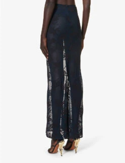 ALAIA Sheer Floral-pattern Cotton-blend Maxi Skirt -Closet By She R04196670 BLEUCENDRE ALT03