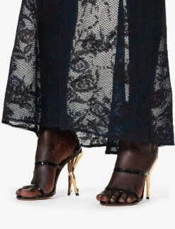 ALAIA Sheer Floral-pattern Cotton-blend Maxi Skirt -Closet By She R04196670 BLEUCENDRE ALT04