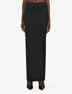 ALAIA Crepe-texture Elasticated-waistband Stretch-woven Maxi Skirt 9 ALAIA Crepe-texture Elasticated-waistband Stretch-woven Maxi Skirt -Closet By She R04196702 NOIRALAIA ALT02