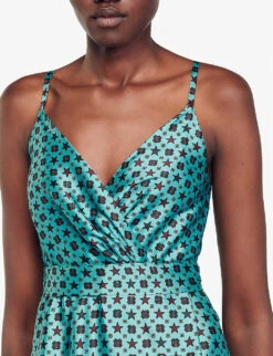 Sandro Salta Graphic-print Satin Midi Dress -Closet By She R04197485 BRUNS ALT04