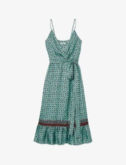 Sandro Salta Graphic-print Satin Midi Dress