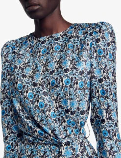 Sandro Lise Graphic-print Silk Midi Dress -Closet By She R04197545 BLEUS ALT04