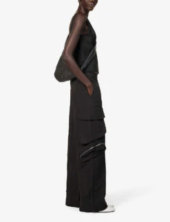 Jigsaw Wide-leg Mid-rise Cotton-blend Trousers -Closet By She R04197563 BLACK ALT01