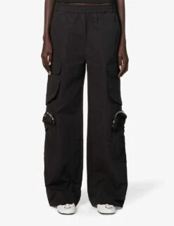 Jigsaw Wide-leg Mid-rise Cotton-blend Trousers -Closet By She R04197563 BLACK ALT02