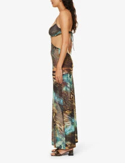 Jaded London Oceana Graphic-print Stretch-mesh Maxi Dress -Closet By She R04197639 PRINT ALT02