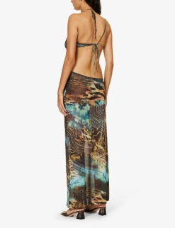 Jaded London Oceana Graphic-print Stretch-mesh Maxi Dress -Closet By She R04197639 PRINT ALT03