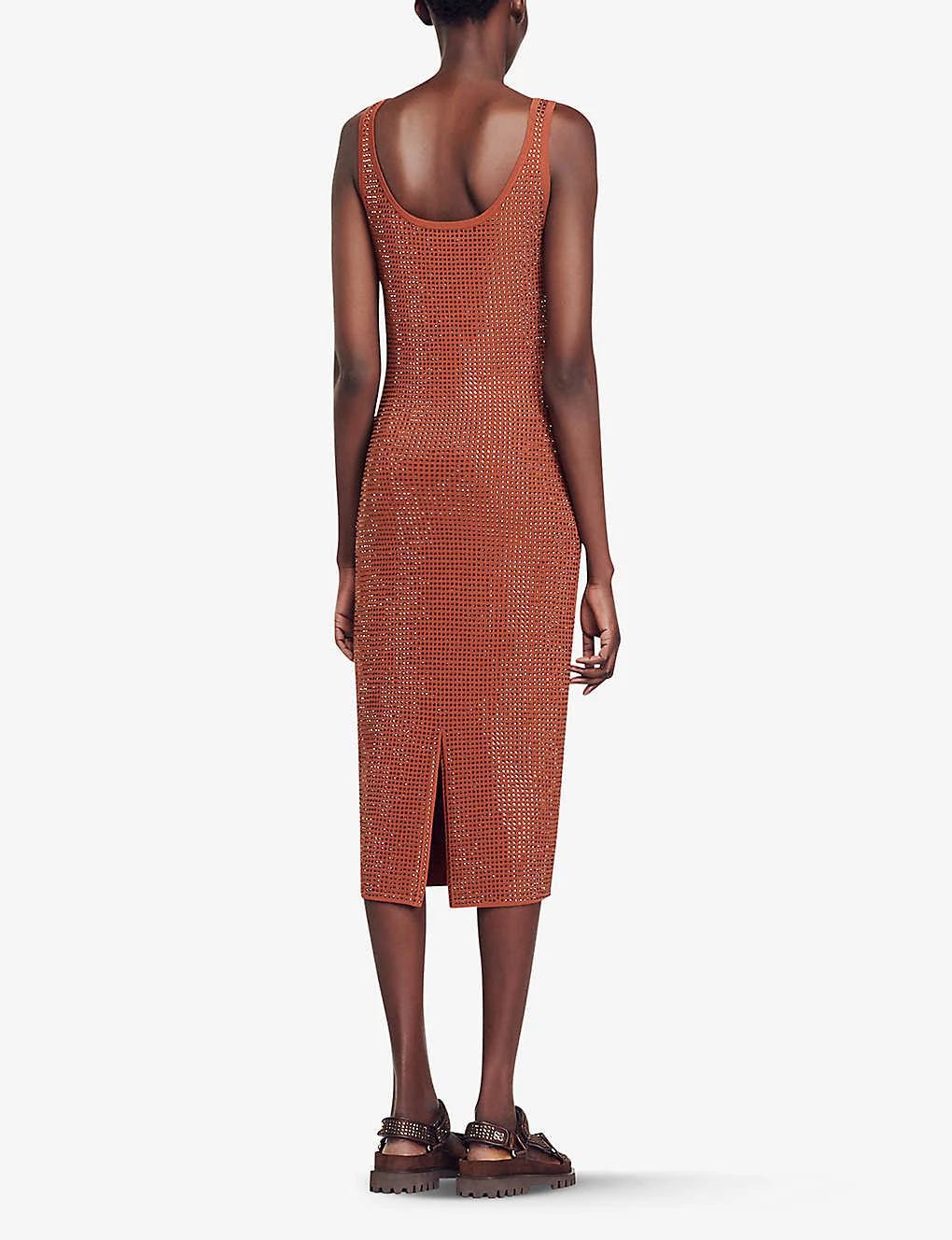 Sandro Fantasia Rhinestone-embellished Sleeveless Woven Midi Dress 6 Sandro Fantasia Rhinestone-embellished Sleeveless Woven Midi Dress - Image 4
