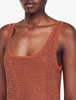 Sandro Fantasia Rhinestone-embellished Sleeveless Woven Midi Dress 11 Sandro Fantasia Rhinestone-embellished Sleeveless Woven Midi Dress -Closet By She R04197792 BRUNS ALT04