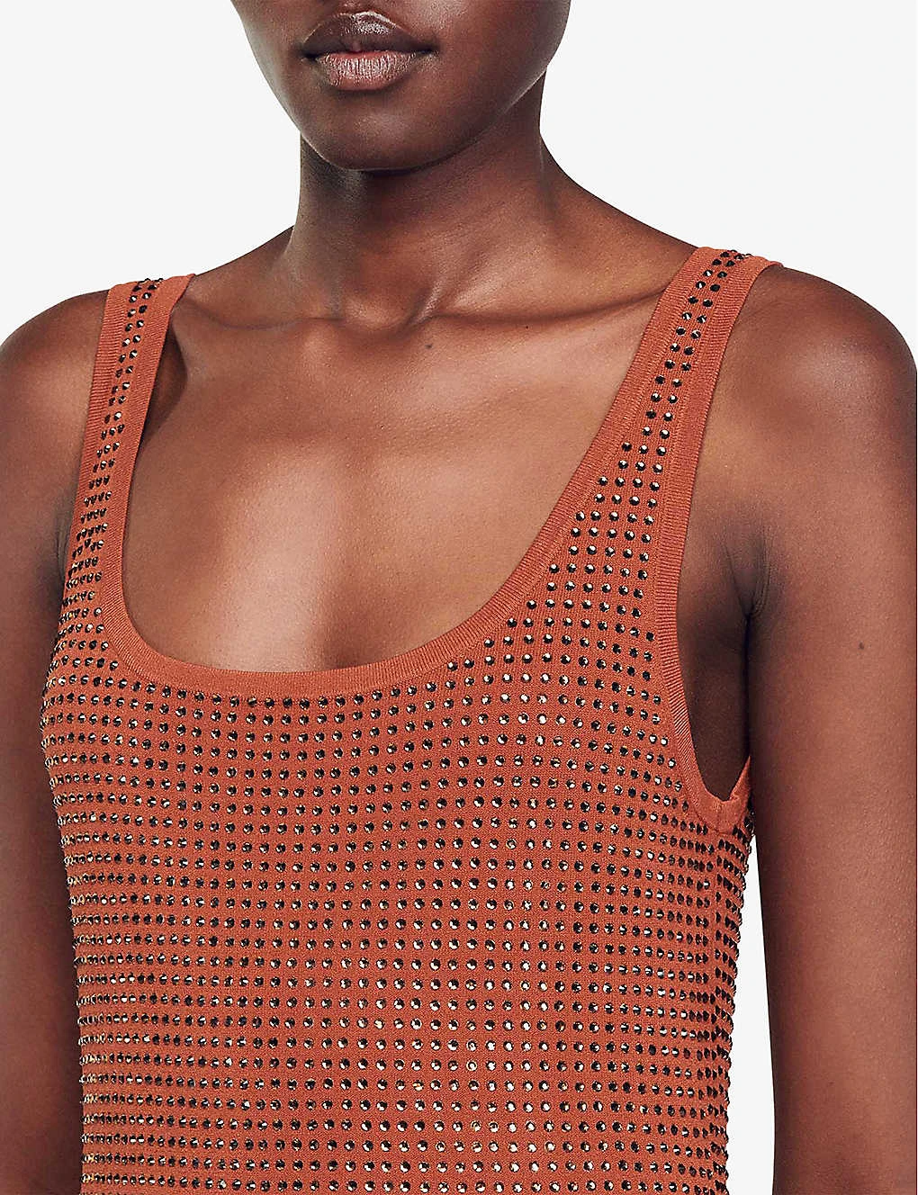 Sandro Fantasia Rhinestone-embellished Sleeveless Woven Midi Dress 7 Sandro Fantasia Rhinestone-embellished Sleeveless Woven Midi Dress - Image 5