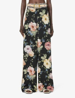 Zimmermann Luminosity Floral-print Wide-leg High-rise Silk Trousers -Closet By She R04199030 MULTIFLORALBLACK ALT02