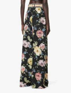 Zimmermann Luminosity Floral-print Wide-leg High-rise Silk Trousers -Closet By She R04199030 MULTIFLORALBLACK ALT03