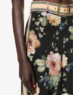 Zimmermann Luminosity Floral-print Wide-leg High-rise Silk Trousers -Closet By She R04199030 MULTIFLORALBLACK ALT04