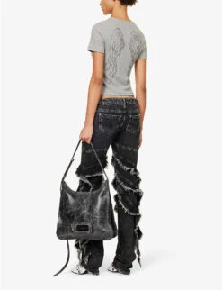 Blumarine Wingback Rhinestone-embellished Stretch-cotton T-shirt -Closet By She R04199732 SHARK ALT01