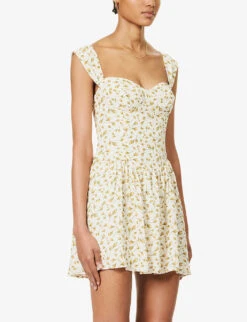 June Floral-print Flared-hem Crepe Mini Dress -Closet By She R04203330 BLANCHE ALT02