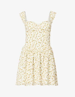 June Floral-print Flared-hem Crepe Mini Dress
