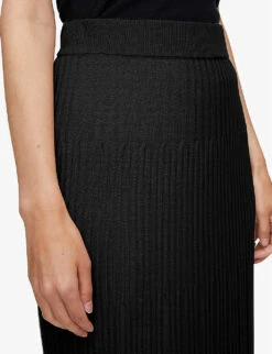 Joseph Ribbed A-line Wool Midi Skirt -Closet By She R04203815 BLACK ALT03