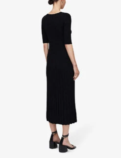 Joseph Ribbed-texture Frayed-hem Wool Midi Dress -Closet By She R04203861 BLACK ALT02