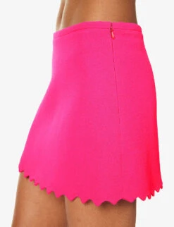 Scallop-trim Mid-rise Wool Mini Skirt -Closet By She R04204125 PINK ALT04