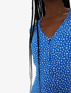 Whistles Micro Cactus-print V-neck Woven Midi Dress -Closet By She R04204952 MULTICOLOURED ALT04