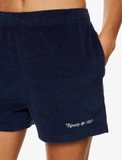 Tennis Club Brand-embroidered Cotton Shorts -Closet By She R04205044 NAVY ALT04